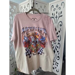 Metallica NorCal Skull T-Shirt NWT Forever 21 Men's L/XL Dip Dye Band Tan Pink